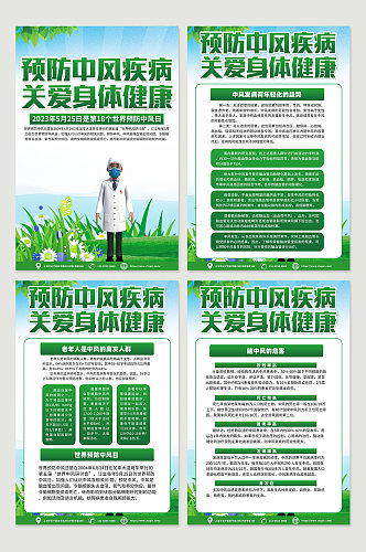 高端绿色世界预防中风日知识宣传海报