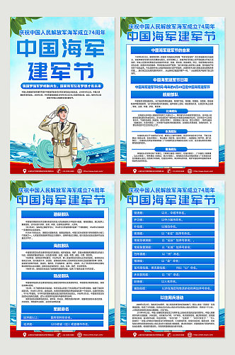 高端蓝色2023年中国海军建军节海报设计