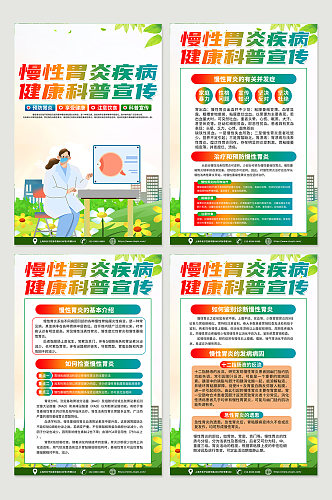 红色慢性胃炎胃病医疗医学科普海报