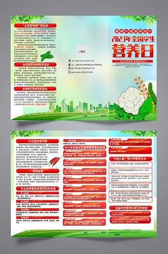 红色2023全国学生营养日宣传三折页