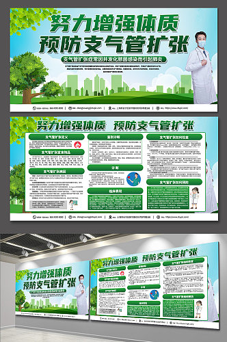 绿色大气支气管扩张知识展板设计