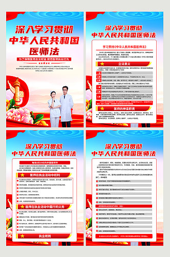 红色大气中华人民共和国医师法宣传党建海报