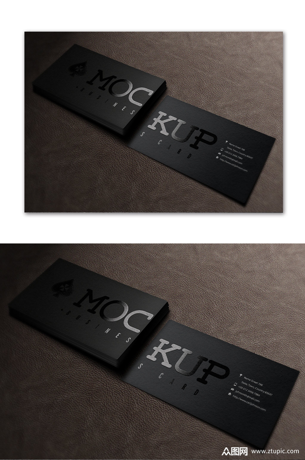 黑色调名片样机模板