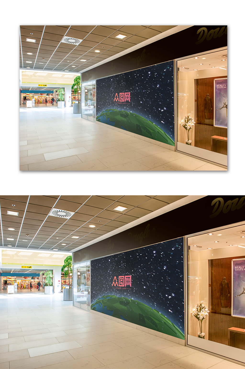 商场店外大气展示海报样机 造型展板