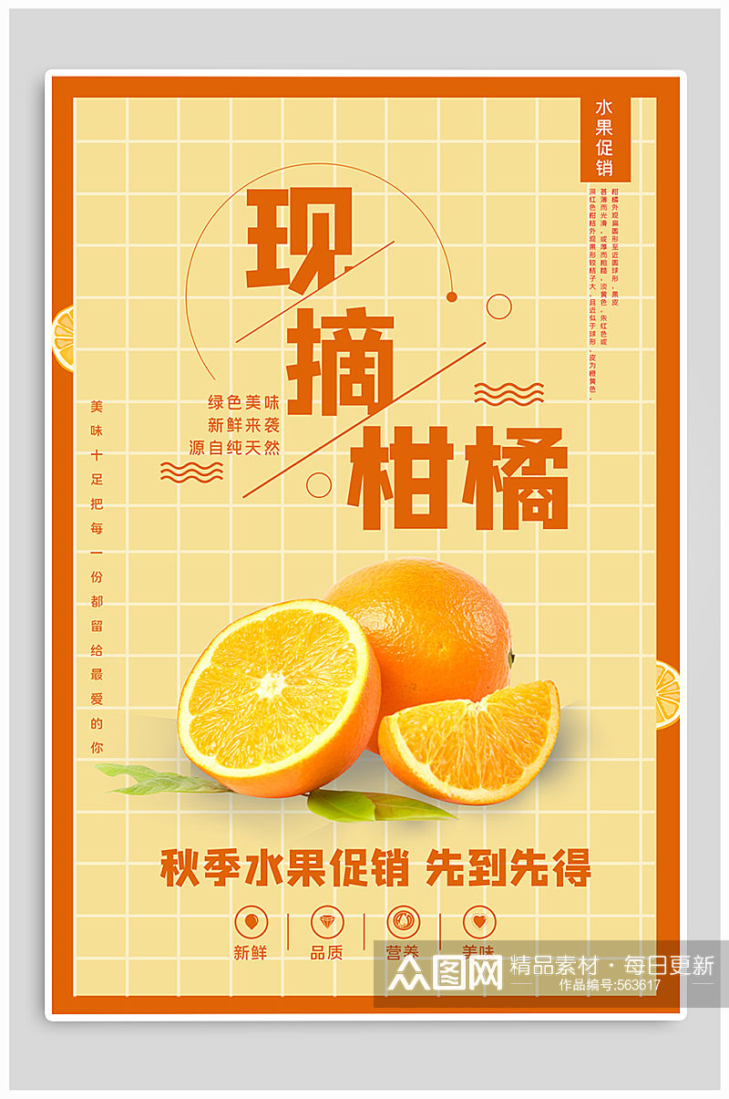 新鲜柑橘促销海报素材