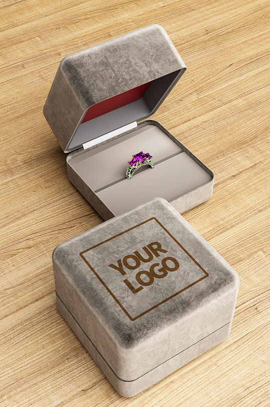 戒指首饰盒包装logo样机