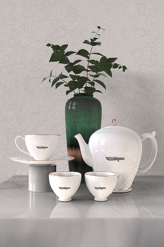 3D陶瓷茶壶logo替换样机