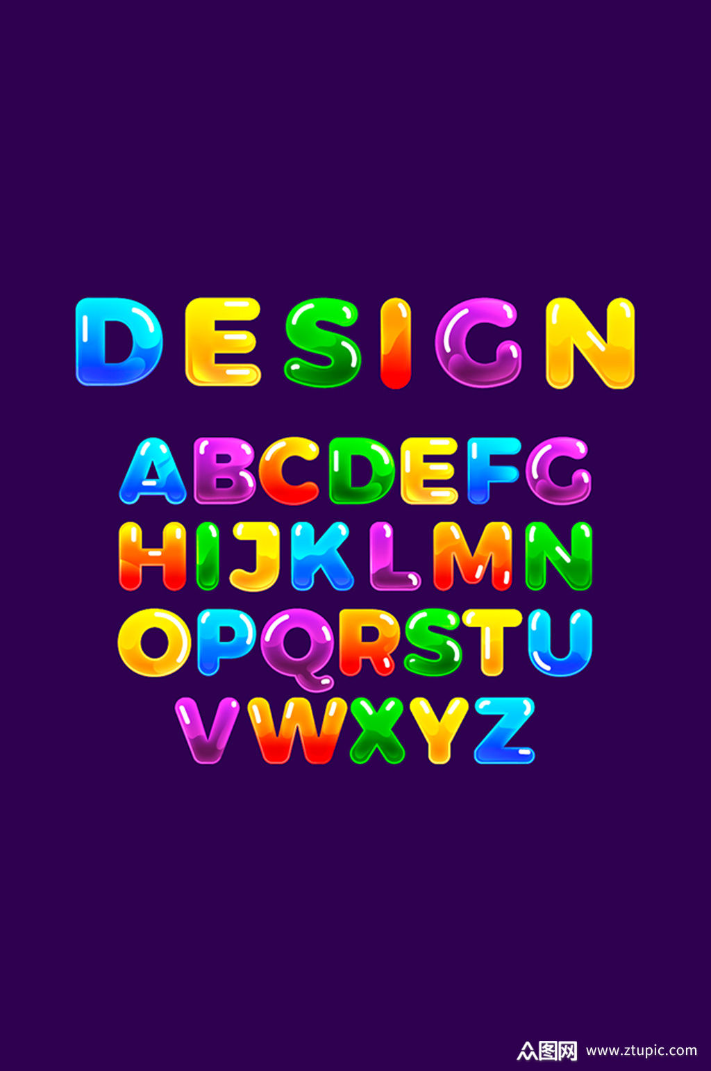 彩色卡通英文字母元素