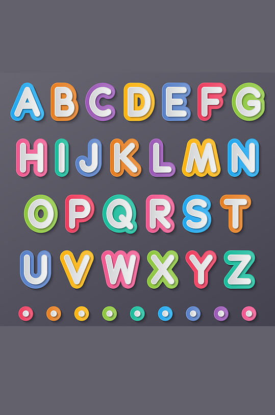 彩色q版英文卡通字母