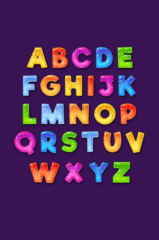 彩色卡通英文字母元素