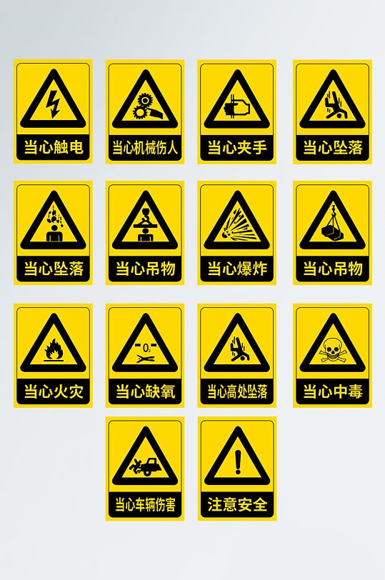 警告安全标识牌VI导视图原创