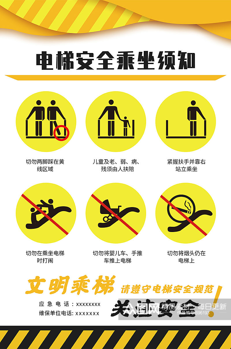 电梯安全标识牌导视牌警示牌乘梯须知素材