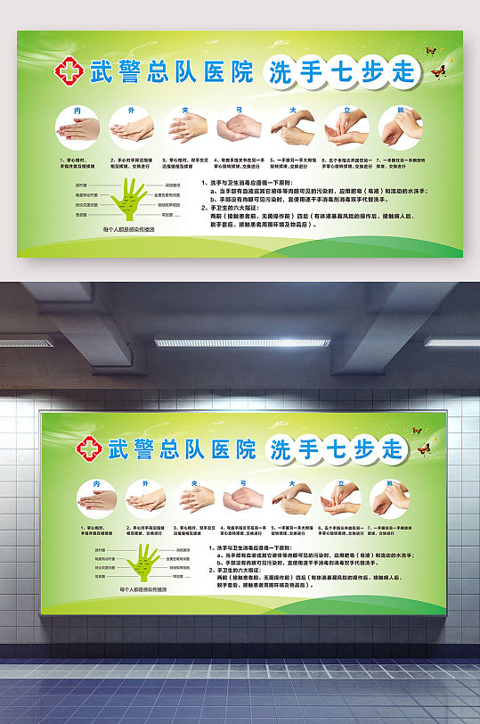 正确洗手七步法宣传展板