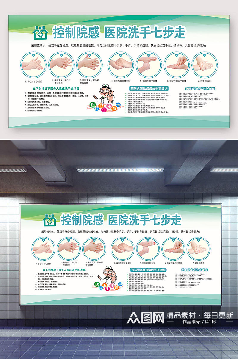 医院洗手七步走步骤素材