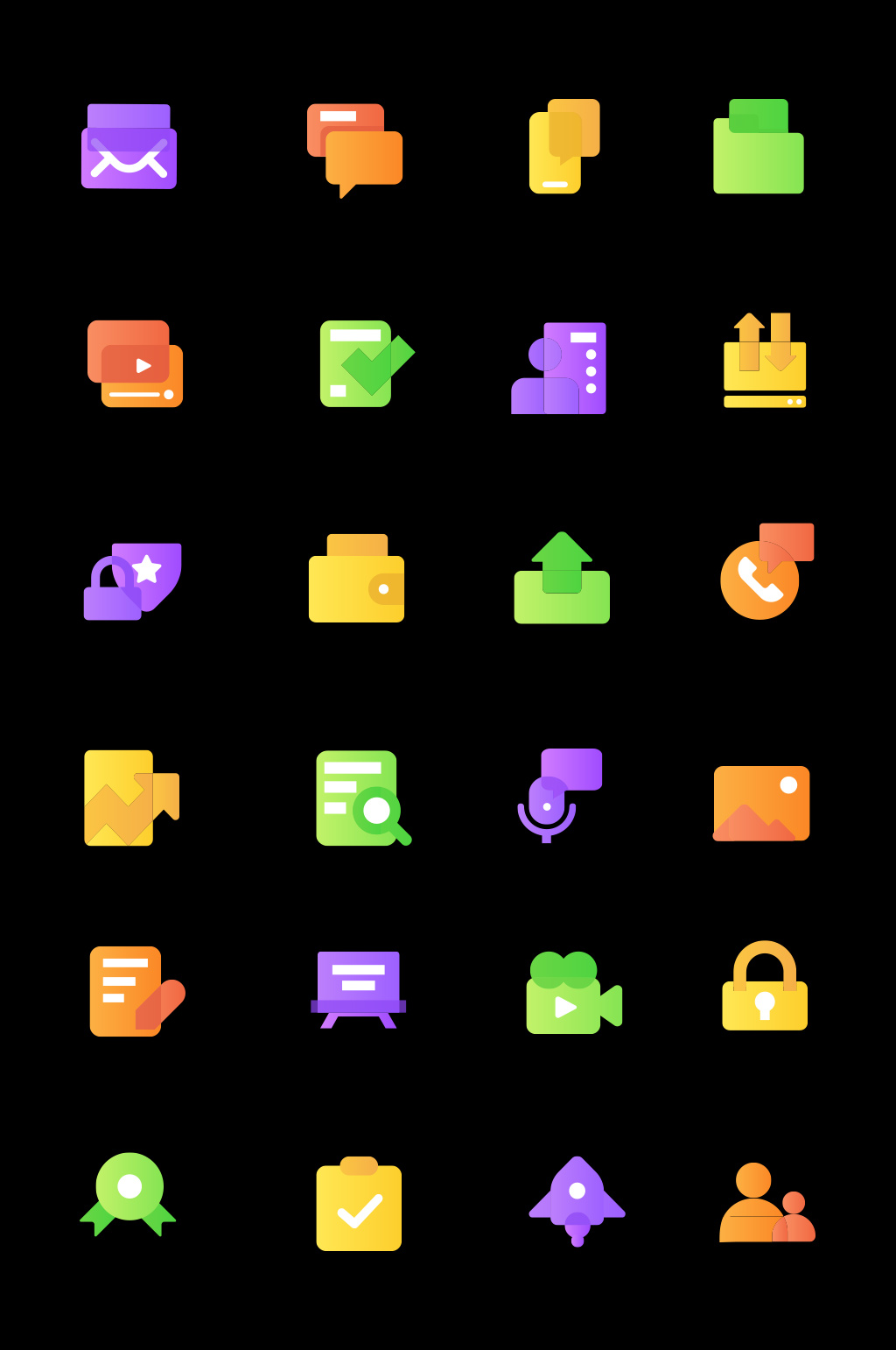 彩色面型手机APP常用图标icon素材