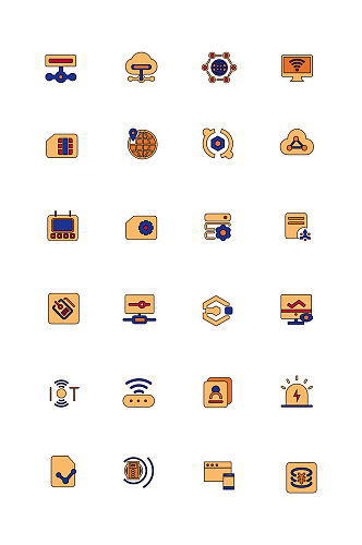 黄色面型物联网常用图标icon