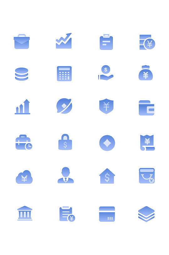 蓝色渐变面型金融理财图标icon