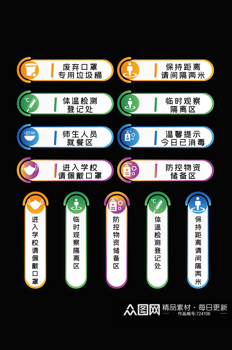 防疫指南学校校园导视门牌素材