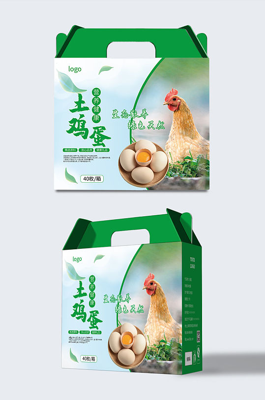 中式农家产品土鸡蛋牛皮纸箱包装设计