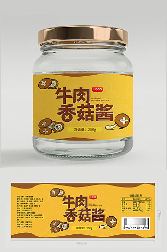 5牛肉香菇酱瓶贴包装设计