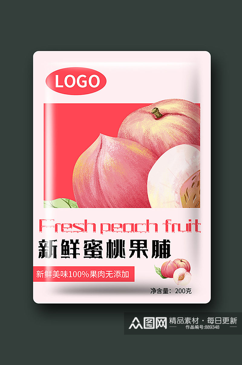 水蜜桃干果蜜饯零食包装素材