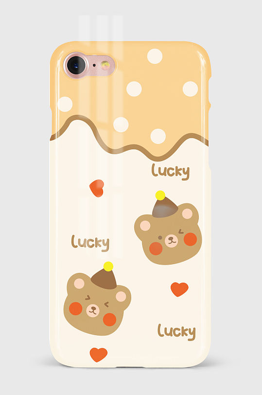 手绘卡通动物小熊可爱手机壳-众图网