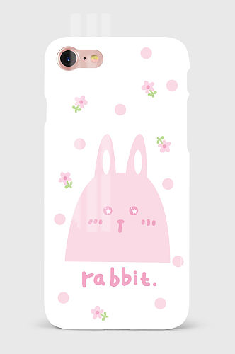 手绘卡通粉色兔子手机壳