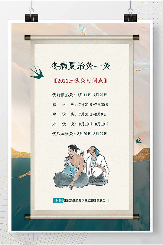 传统中医针灸夏季针灸宣传海报 展板