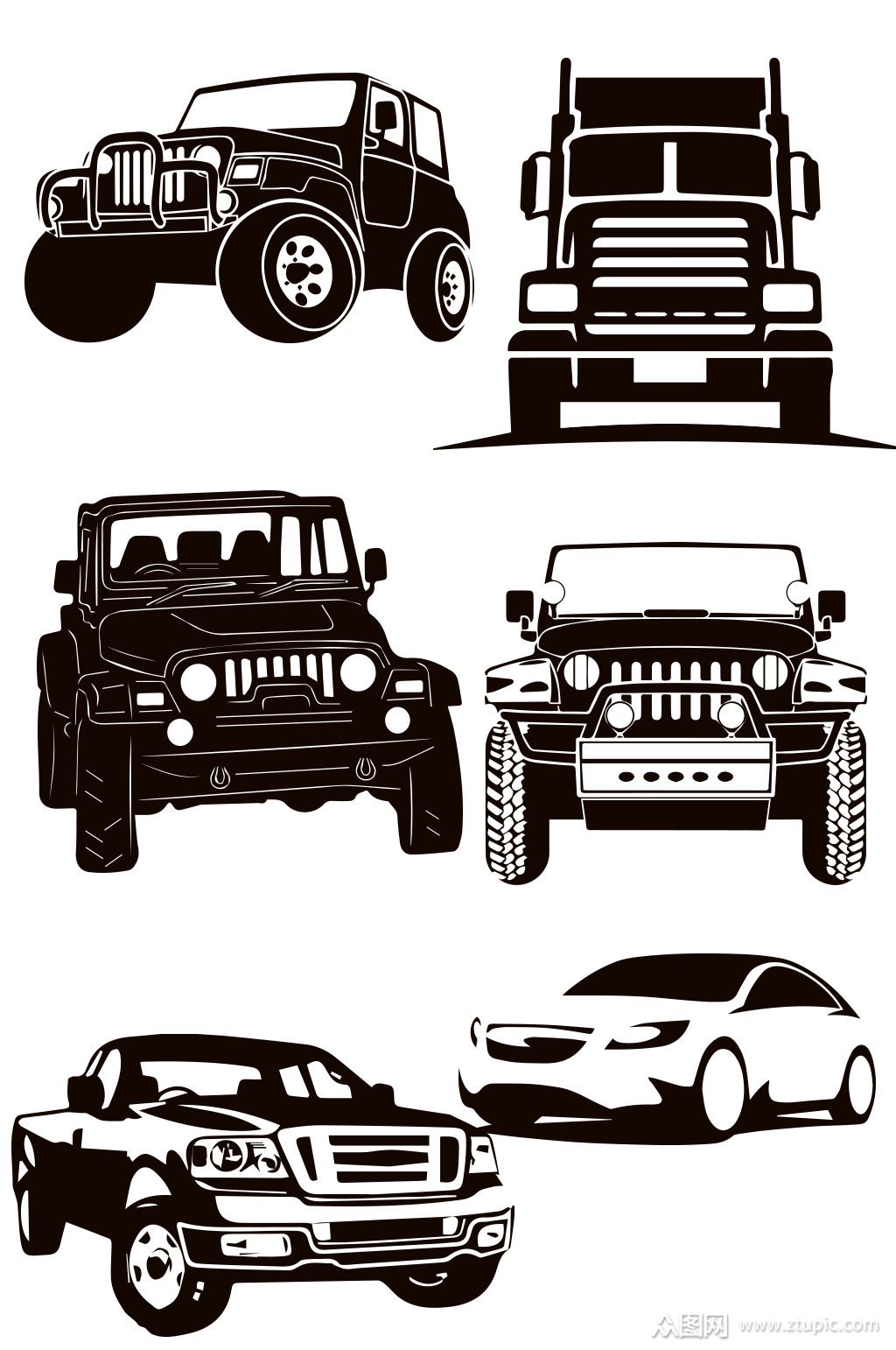 汽车剪影素材矢量素材