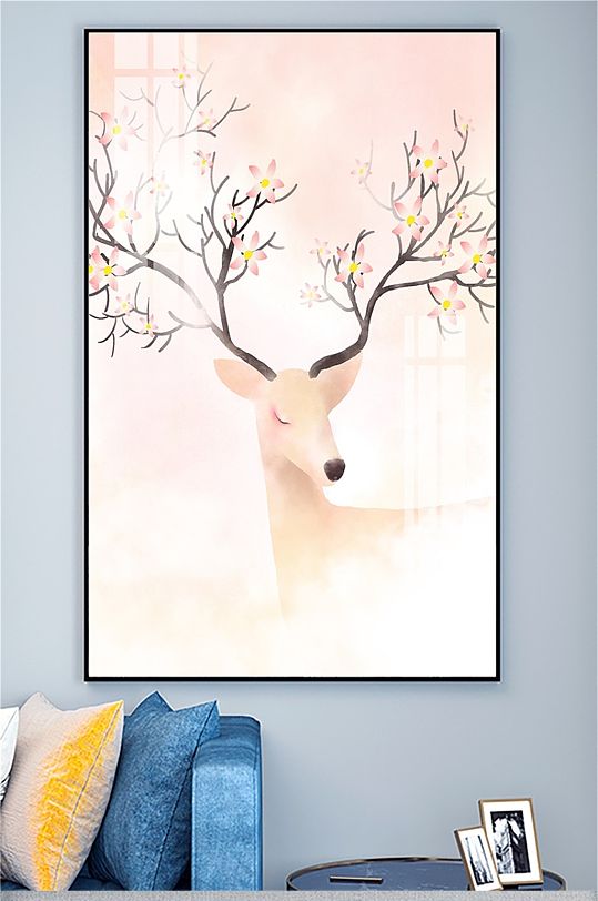 温暖手绘麋鹿装饰画