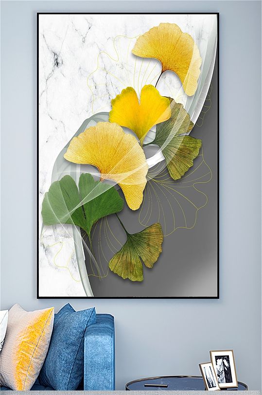 创意轻奢银杏叶装饰画图片-创意轻奢银杏叶装饰画设计素材-创意轻奢银