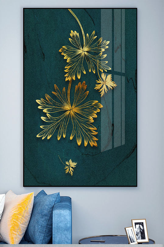 轻奢金色枫叶装饰画