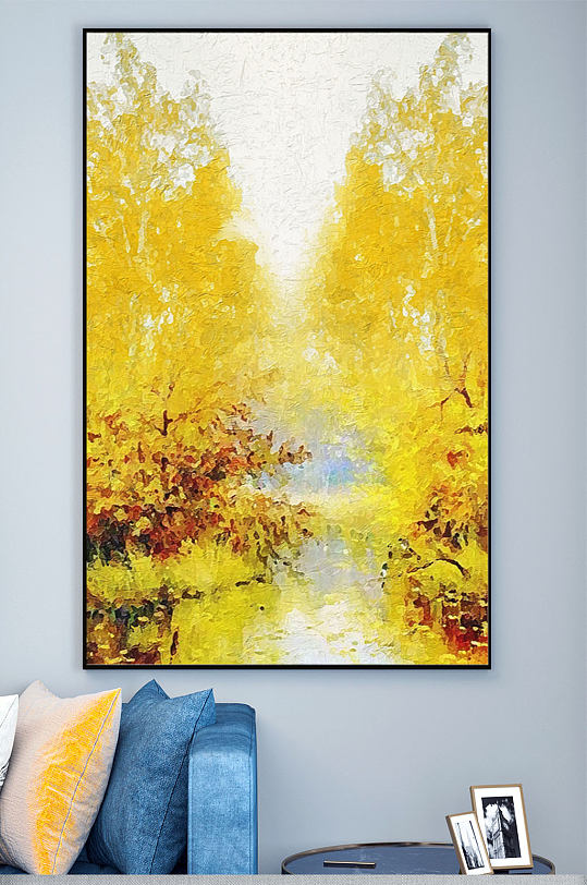 秋天金色油画装饰画