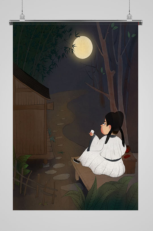 古代古人坐着喝酒插画