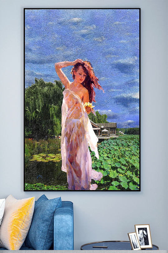 春天美女油画装饰画