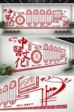 红色中医文化文化墙