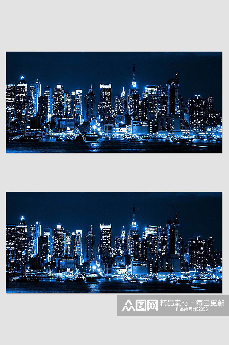 蓝色城市夜景素材背景素材