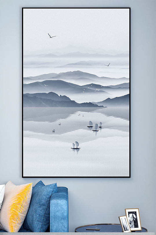 淡雅山水水墨装饰画-众图网