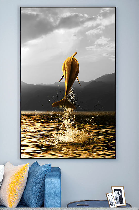 金色海豚轻奢装饰画