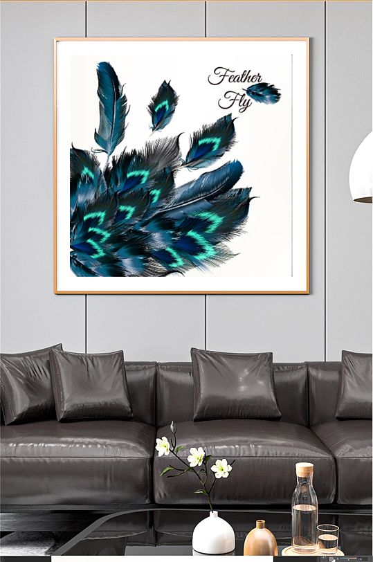 蓝色羽毛欧式装饰画
