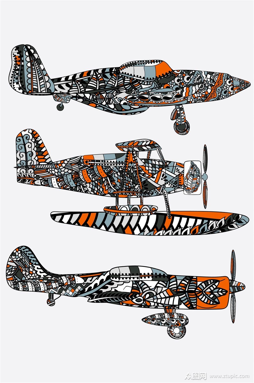 插画风几何飞机素材