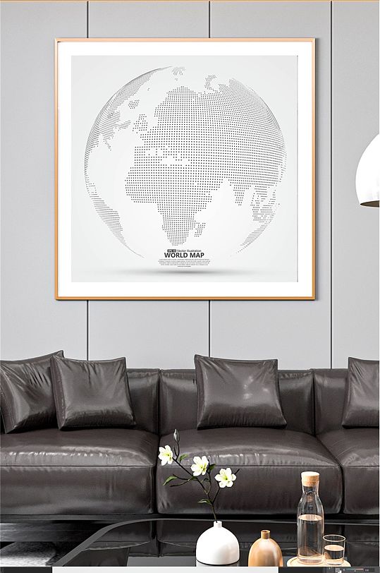 轻奢客厅地球图案装饰画-众图网
