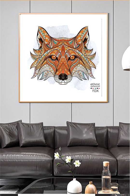 霸气轻奢狐狸头装饰画