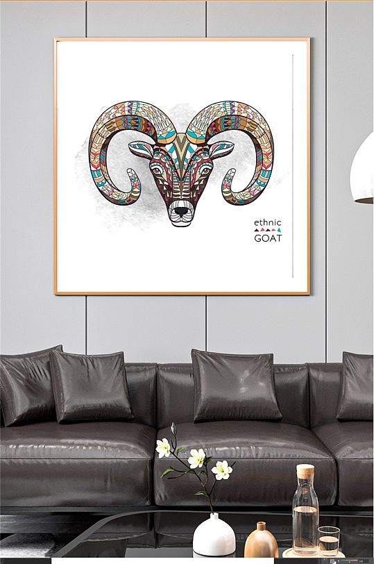 羚羊头大气方形装饰画