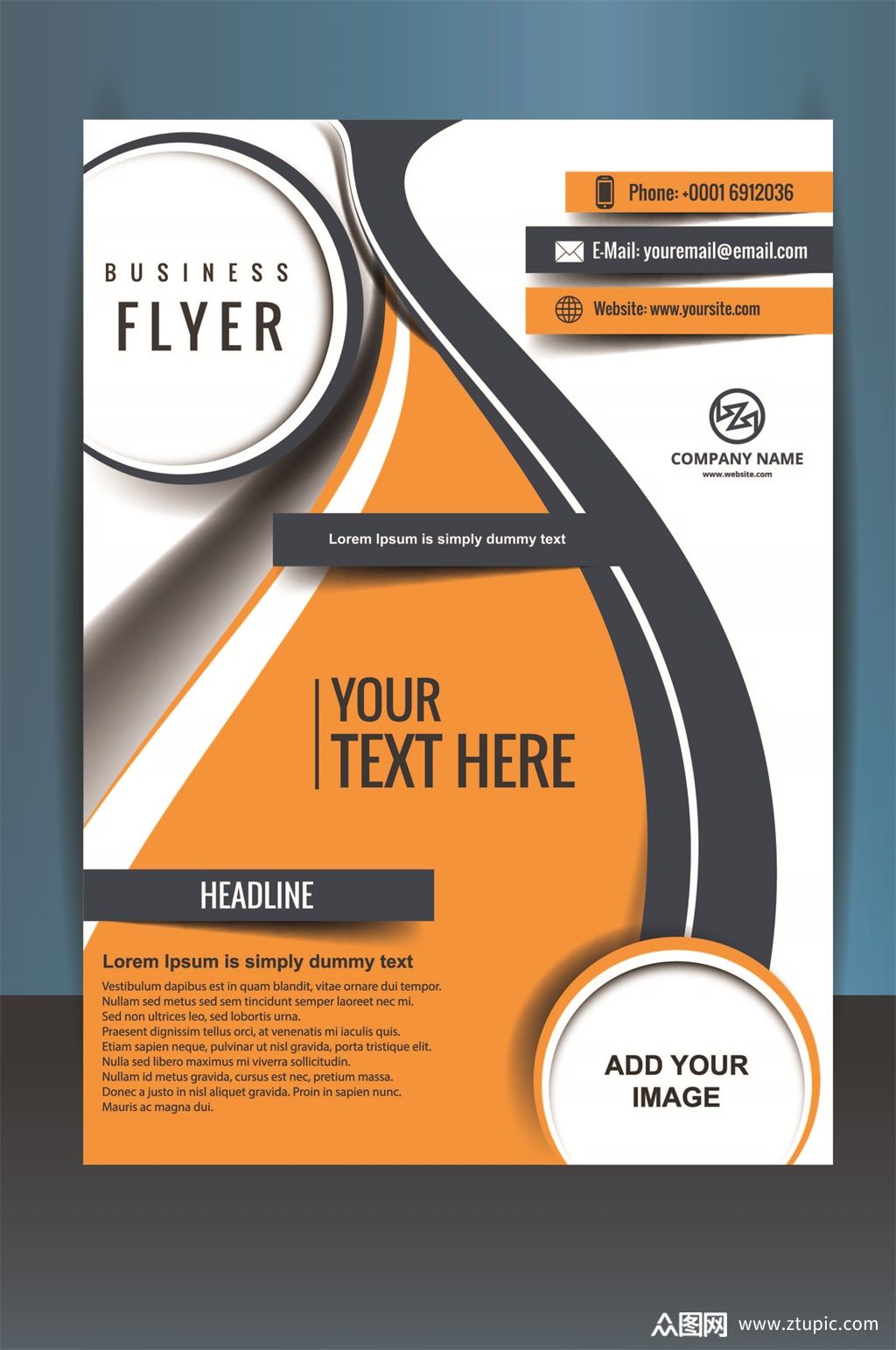 黄色欧式单面单页素材