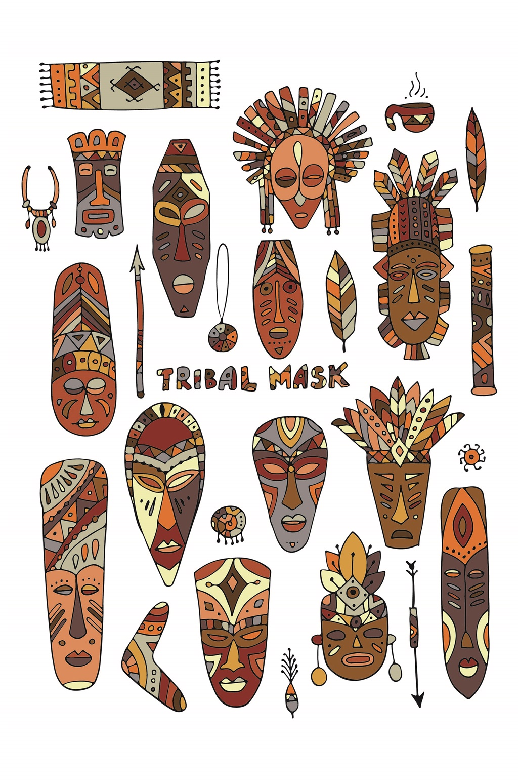 印第安人面具绘画图片