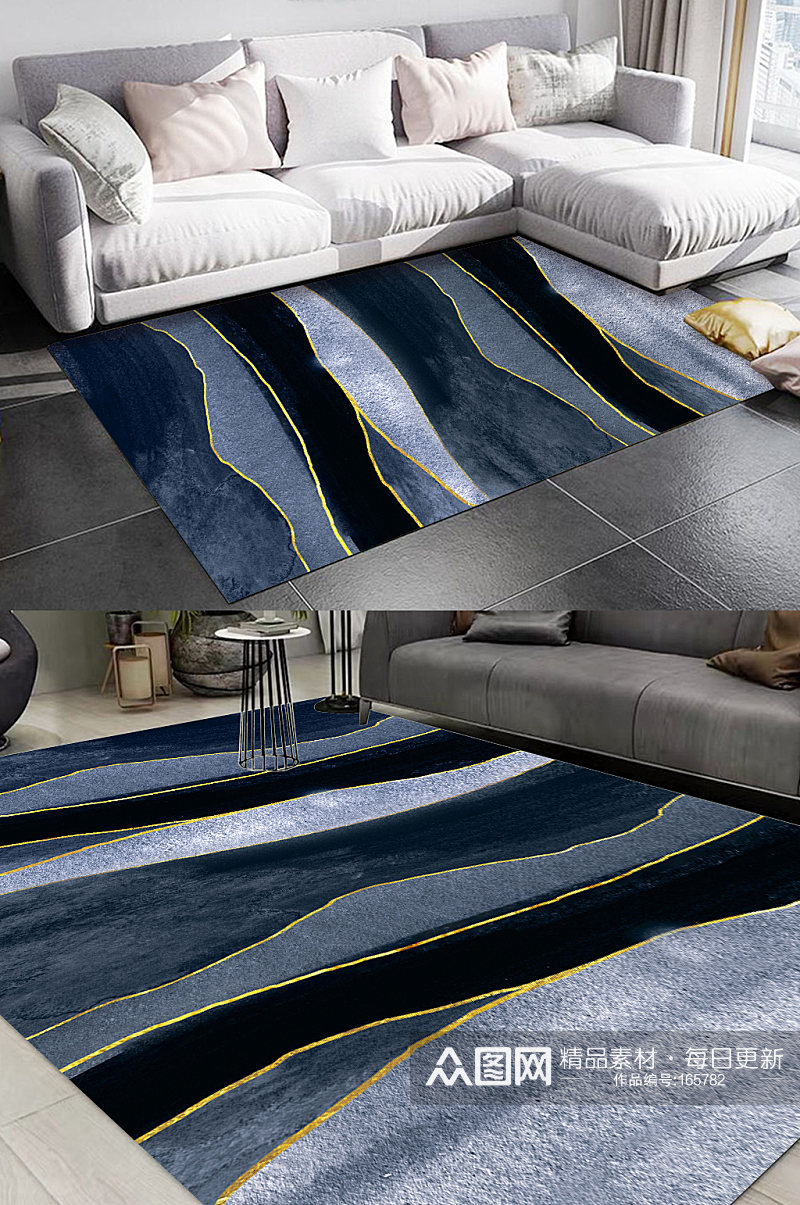 条形抽象花纹地毯素材