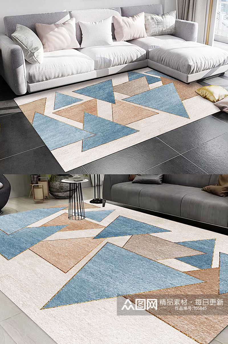 几何方块花纹地毯素材