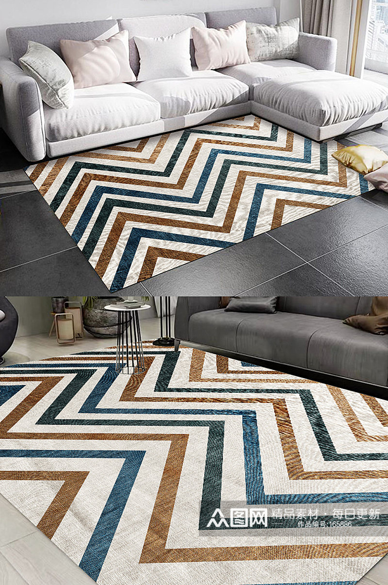 几何条纹花纹地毯客厅地毯素材