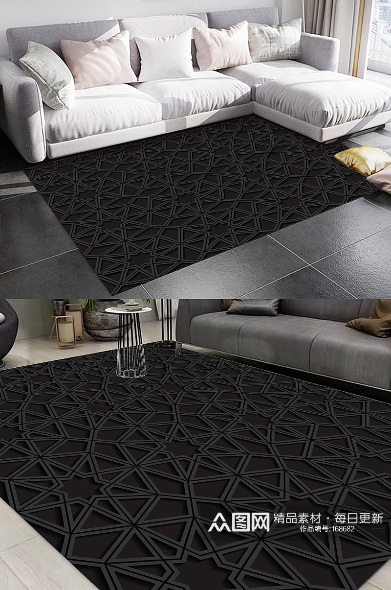 黑色纹理大气地毯素材
